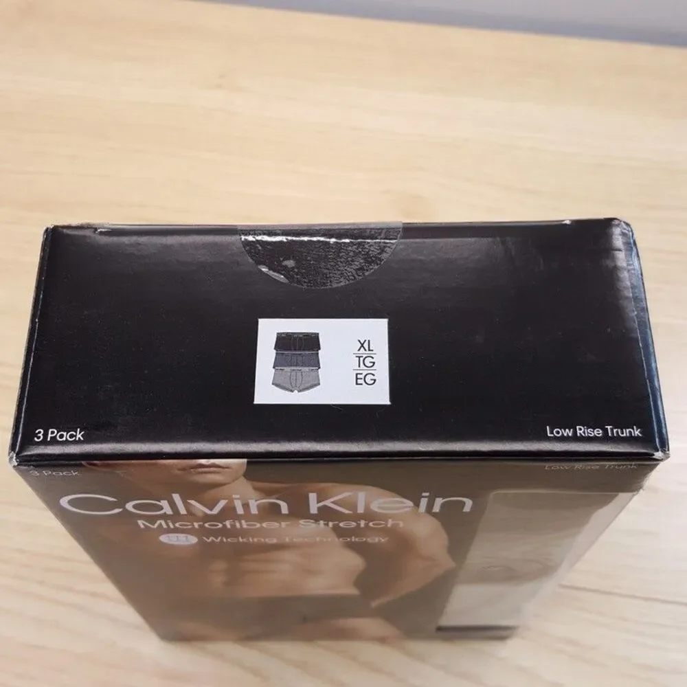 CALVIN KLEIN Boxer Brief Mens XL Black Grey 3-Pack Microfiber Low Rise Trunk